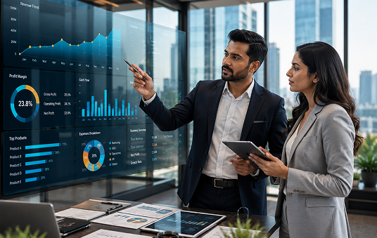 Finance trainer delivering a business financialvisibility